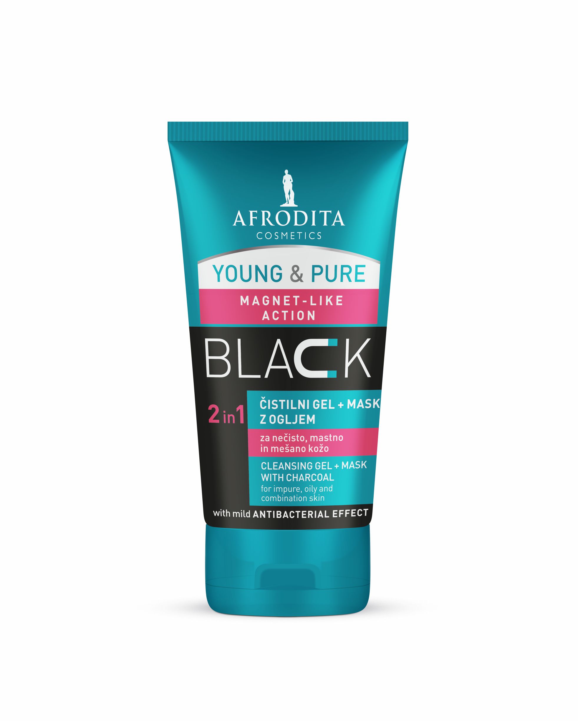 Afrodita YOUNG & PURE 2 az 1-ben Tisztító gél + maszk aktív Japán szénnel